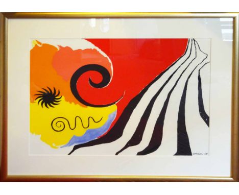 ALEXANDER CALDER 'Pinwheel and Flow', silkscreen, signed and dated '58 in the plate, Acte III, Florence Edition, 63cm x 45cm,