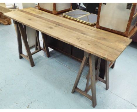 OKA CONSOLE, trestle base, 177cm W x 50cm D x 82cm H.