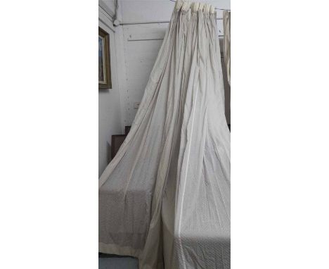 CURTAINS, a pair, white, unlined, 71cm x 259cm drop. (2)