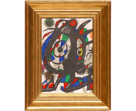 JOAN MIRO 'Abstract in colours', original lithograph, 1977 ref Poligrafa, 31cm x 22cm, framed and glazed.
