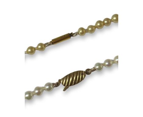 A pair of Vintage Pearl Strands both set with 9ct gold claspsThe longest Strand Measures 62cm in length and the shortest 45cm