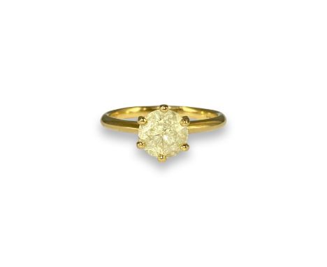 Brand New ex Display 18ct Yellow Gold 1.75ct Natural Round Brilliant Diamond Solitaire Ring Weighing 3.7grams Size P Diamond 