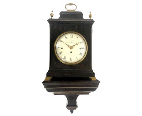 Thomas Green, Bristol Hotwell, a George III bracket clock, ebonised chamfered case, caddy top with brass swing handle and urn