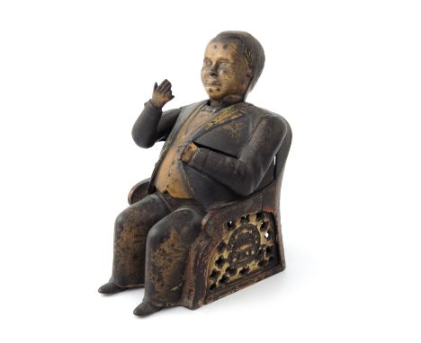 An American 'Tammany' cast iron mechanical money bank, J. &amp; E. Stevens Co, circa 1875, modelled as the seated figure of p