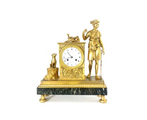 Antoine Ravrio, a late 19th Century French gilt ormolu bracket clock, circa 1870, of Empire Revival design, surmounted by a t