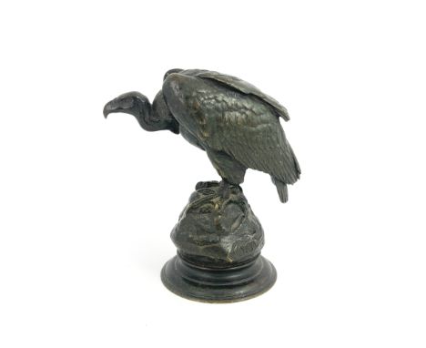 Jules Moignier (French, 1835-1894), vulture on a rock, signed, bronze, 12cm high