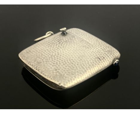 A German Jugendstil silver and gem set vesta case, Lutz &amp; Weiss, Pforzheim circa 1905, planished cushioned square form se