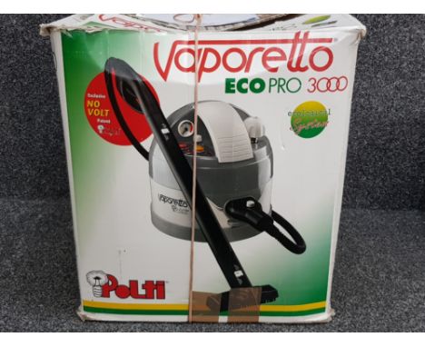 Polti Vaporetto steam cleaner, boxed with all accessories including instruction manual and instruction video tape, in working