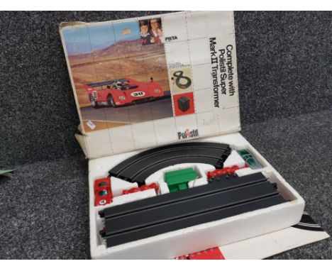 Vintage Polistil super Mark II transformer slot car and track set in original box