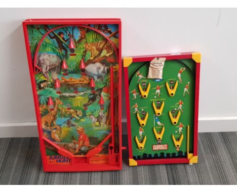 2 vintage games includes jungle hunt from the Dekkertoys range pinball game and bagatelle Floodlit Football which comes with 