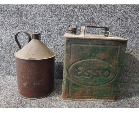 A vintage Esso jerry can and another.