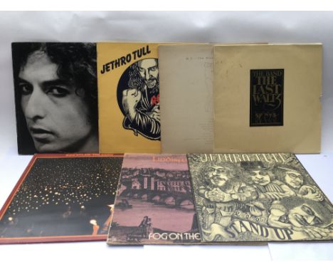 Seven LPs by Bob Dylan, The Band, Jethro Tull and Lindisfarne.