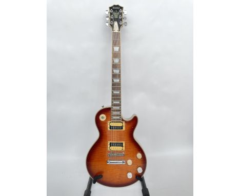 A Hohner Professional L59 electric guitar in the style of a Gibson Les Paul. Likely from the 1980s, this guitar has serial nu