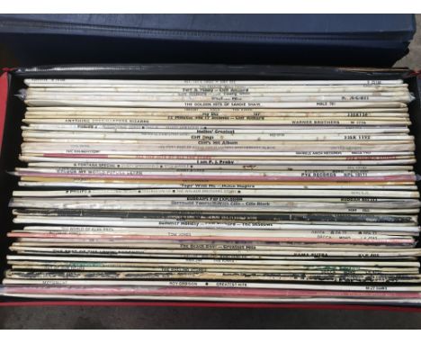 Two record cases of 1960s LPs by various artists including The Beatles, Cream, The Kinks, Rolling Stones, Elvis Presley, The 