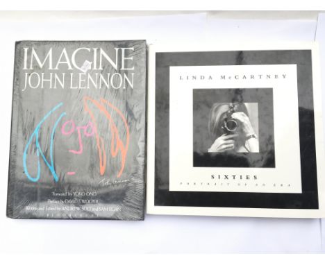 Two coffee table books comprising a Linda McCartney 'Sixties Portrait Of An Era' hardback book together with a sealed 'Imagin