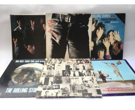 Six early UK pressings of Rolling Stones LPs comprising 'Sticky Fingers', 'Exile On Main Street', 'Rolling Stones No.2' and o