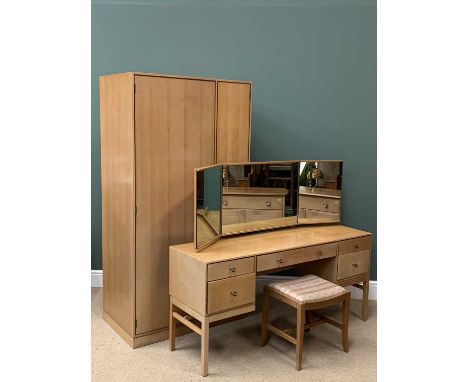 LIGHT WOOD BEDROOM FURNITURE - Stag 'Duet' wardrobe, 178cms H, 92cms W, 56cms D, a dressing table, 121cms H, 149cms W, 43cms 