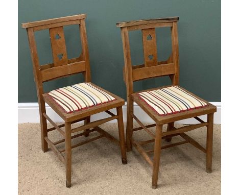 ARTS &amp; CRAFTS STYLE VINTAGE SCHOOL/CHAPEL CHAIRS (2), 83cms H, 42cms W, 36cms D