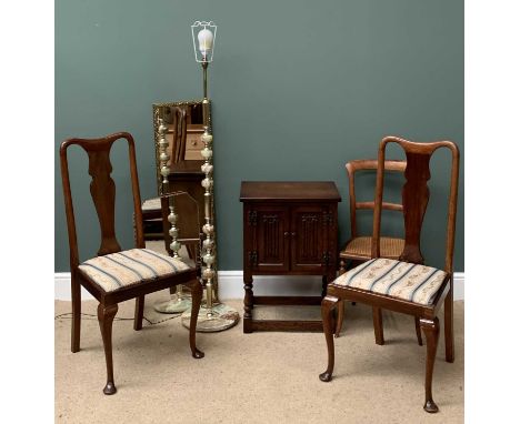 FURNITURE ASSORTMENT to include linenfold hutch cupboard, onyx and brass effect lamp, mirrors, vintage chairs ETC