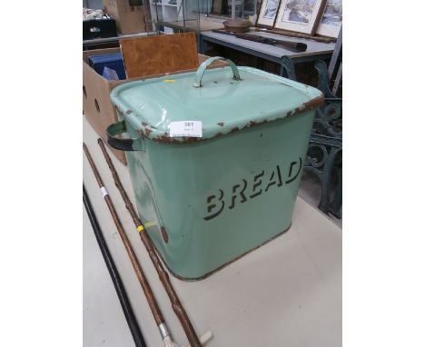 vintage enamel bread bin