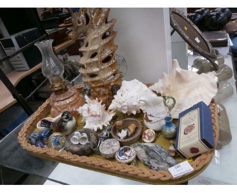 tray of collectables inc goebel, paperweights and shells etc