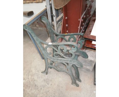pair of cast iron bench ends