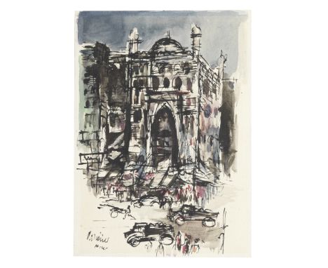 Nikhil Biswas (Indian, 1930-1966)Two works: Untitled (Horse and Carriage); Untitled (Cityscape) both signed lower right and l