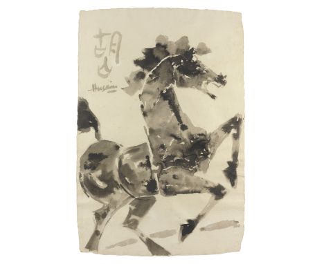 Maqbool Fida Husain (Indian, 1915-2011)Untitled (Horse) ink on paper107 x 71.5cm (42 1/8 x 28 1/8in).1990Footnotes:Provenance