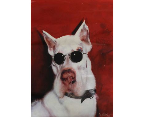 *Sebastian Kruger (German, b.1958)'Chanel the dog'giclee print on canvas, numbered 62/99 l.l. and signed l.r. in silver pen, 