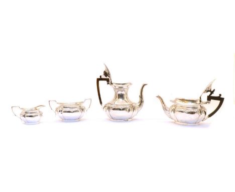 A Victorian silver four piece tea set, by J &amp; T, Sheffield 1898+1905. All in weight 55ozt approximatelyCondition report: 