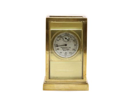 A Plasschaert Freres Wachtebeke pigeon racing clock, the movement now housed within a brass carriage clock case, 10.5cm wide,