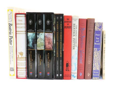 A collection of modern editions of illustrated children's books, to include the three-part set of Lord of the Rings by J R R 