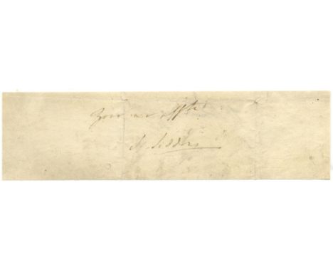 SIDDONS SARAH: (1755-1831) British Actress. Ink signature ('S. Siddons') and a few additional words in her hand on a slim obl