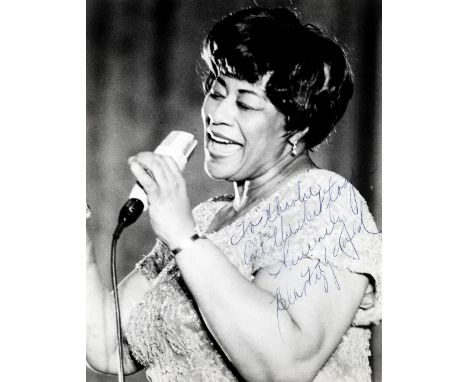 FITZGERALD ELLA: (1917-1996) American Jazz Singer. Signed and inscribed 8 x 10 photograph of Fitzgerald in a half length pose