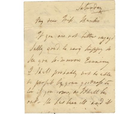 SIDDONS SARAH: (1755-1831) British Actress. A.L.S., S. Siddons, two pages, small 8vo, n.p., n.d. ('Saturday', pre-1803), to M