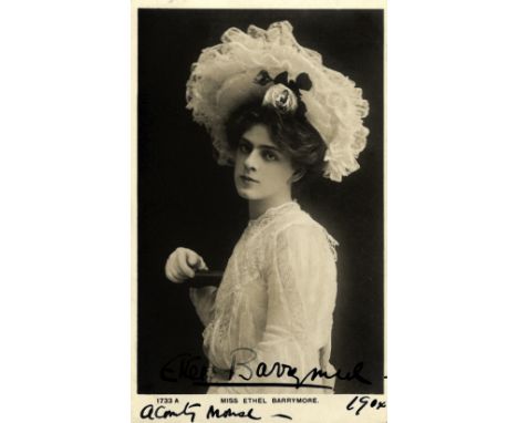 BARRYMORE ETHEL: (1879-1959) American Actress, Academy Award winner. Vintage signed sepia postcard photograph of the actress 