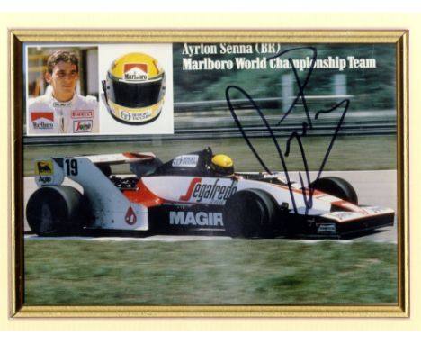SENNA AYRTON: (1960-1994) Brazilian Motor Racing Driver, Formula One World Champion 1988, 1990 & 1991. Signed colour 6 x 4 ph