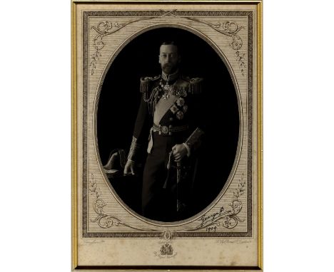 GEORGE V: (1865-1936) King of the United Kingdom 1910-36. A good vintage signed 7 x 10 photograph, the oval image depicting t