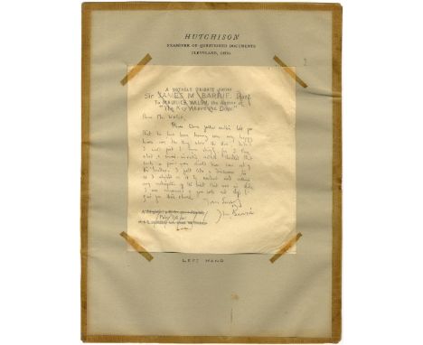 [BARRIE J. M.]: (1860-1937) Scottish Novelist, created Peter Pan. An interesting Typed Manuscript, unsigned, by Hazel Collist