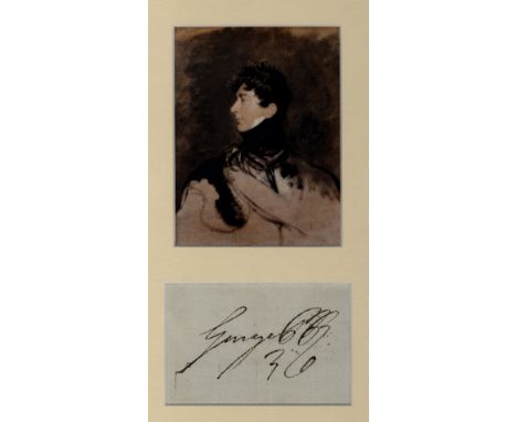 GEORGE IV: (1762-1830) King of the United Kingdom 1820-30. Dark ink signature ('George P R', as Prince Regent) on a piece, ma