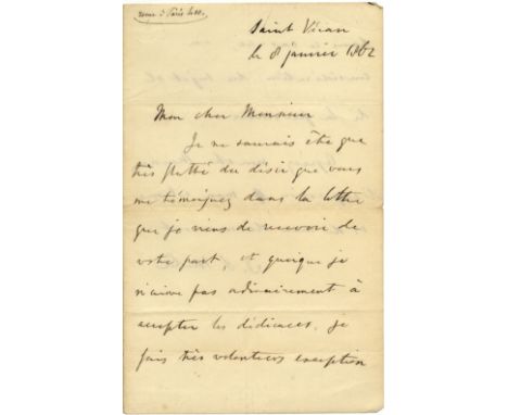 MILL JOHN STUART: (1806-1873) British Philosopher and Political Economist. A.L.S., J. S. Mill, two pages, 8vo, Saint Veran, 8