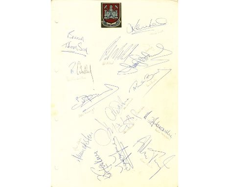 FOOTBALL: Selection of large 4to cards signed by various footballers from different London clubs comprising West Ham United, 