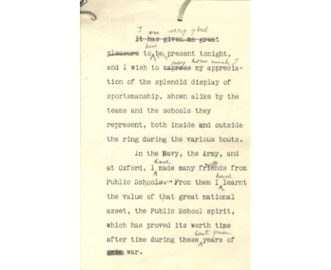 EDWARD VIII: (1894-1972) King of the United Kingdom January - December 1936. Later Duke of Windsor. Typed Manuscript, unsigne