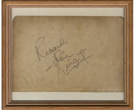 VINCENT GENE: (1935-1971) American Rock 'n' Roll musician. Black ink signature ('Regards, Gene Vincent') on an oblong 8vo pag