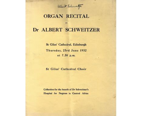 SCHWEITZER ALBERT: (1875-1965) Alsatian Theologian, Musician, Philosopher & Physician, Nobel Peace Prize winner 1952. A small