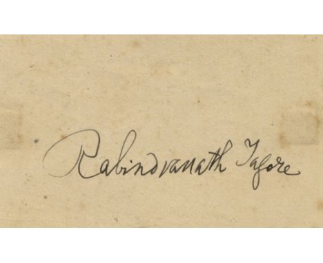 TAGORE RABINDRANATH: (1861-1941) Indian Poet, Nobel Prize winner for Literature, 1913. Dark ink signature ('Rabindranath Tago