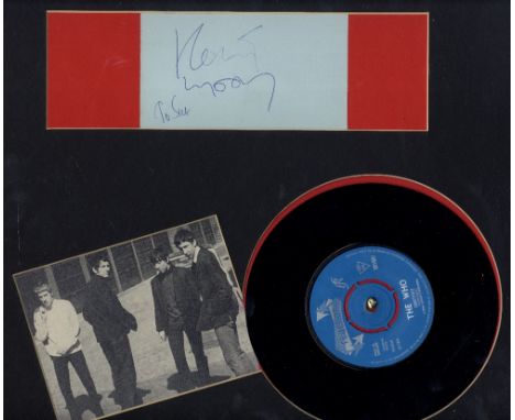 MOON KEITH: (1946-1978) English Musician, drummer with the English Rock band The Who. Rare blue ink signature and inscription