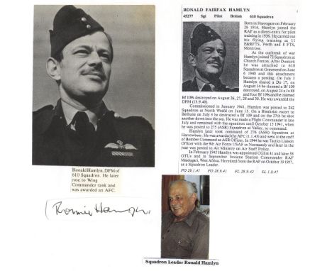 BATTLE OF BRITAIN: Selection of small slightly irregularly clipped signed pieces by various Battle of Britain pilots includin