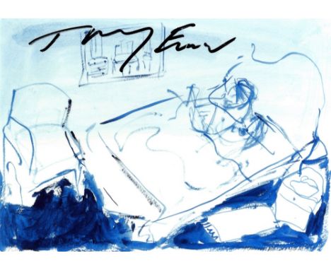 EMIN TRACEY: (1963-     ) English Artist. Signed greetings card, the stiff white folding oblong 8vo card featuring a colour r