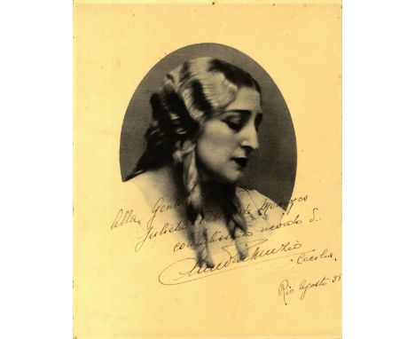 MUZIO CLAUDIA: (1889-1936) Italian Soprano. A good, large vintage signed and inscribed sepia 9.5 x 11.5 photograph, the oval 